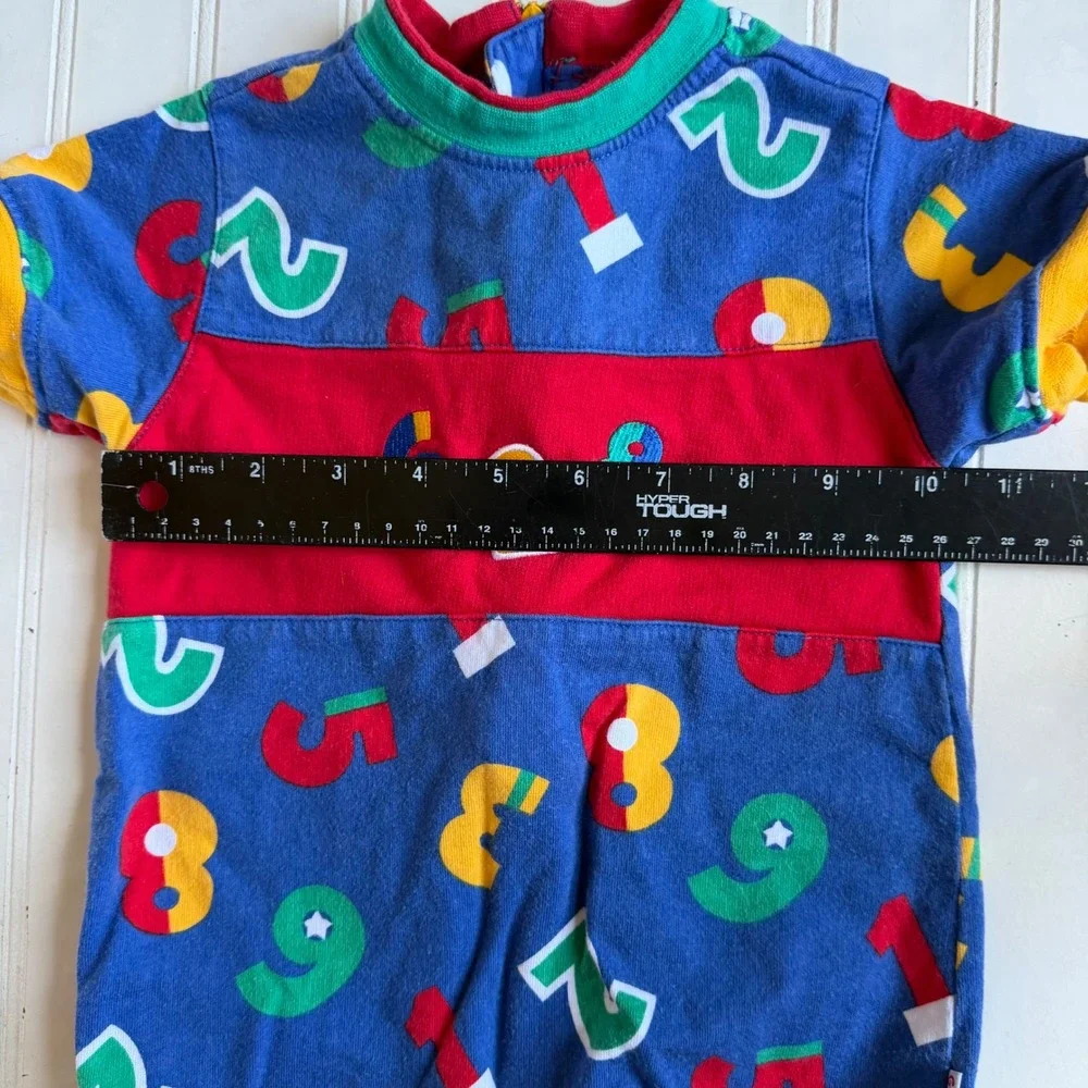 Vintage Gymboree 90s Primary Colors Number Print Cotton Romper Infant